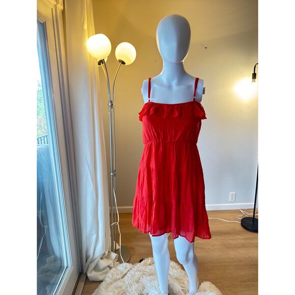 A. Byer Red Ruffle Sleeveless Mini Dress Women’s Medium - Picture 1 of 5